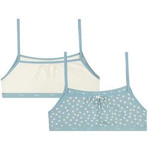 DIM Les Pockets Coton Doux et Comfortabele BH x2, blauw/wit, 10 jaar (set van 2) voor meisjes, blauw/wit., 10 Jaar