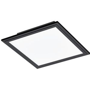 EGLO LED plafondlamp Salobrena 1, vierkante opbouw plafond lamp, bureaulamp van wit kunststof en zwart metaal, plafondverlichting voor bureau, gang en keuken, neutraal wit, 30x30 cm