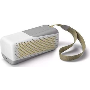 Bluetooth-luidspreker, 10 W, wit, krachtig geluid, draadloze verbinding, ideaal voor muziek thuis of buiten.