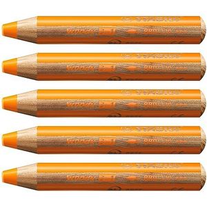 Kleurpotlood, aquarelpotlood en waskrijt in één- STABILO woody 3 in 1 - 5 stuks - oranje