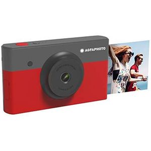 AgfaPhoto AGFA Foto, Realipix Mini S - Instant Camera (Foto 5,3 x 8,6 cm – 2,1 x 3,4 inch, 10 MP, LCD-display 1,7 inch, Bluetooth, Lithium batterij, Thermosublimatie 4-Pass) Zwart & Rood
