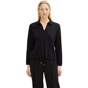 TOM TAILOR Dames Sweatshirt met polokraag 1034526, 14482 - Deep Black, XXS