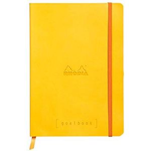 Rhodia 117756C Goalbook Notitieboek, A5, 14,8 x 21 cm, dot, praktisch en trendy, met zacht deksel, 90 g, ivoorkleurig papier, 120 vellen, elastiek, bladwijzers, 1 stuk, geel