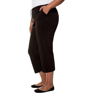 Ulla Popken Dames grote maten plus size 3/4 jersey broek, rechte pijpen, tot maat 66/68 zwart, zwart, 45W x 32L