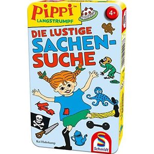 Schmidt Spiele 51448 Pippi lange kous, grappig zoeken naar spullen, reisspel, breng ik met spel in een metalen doos