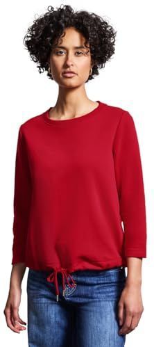 STREET ONE - Sweatshirt - Knalrood - Sweatstof - Ronde Hals, Driekwart Mouw