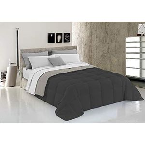 Italian Bed Linen Winterdekbed, elegant, lichtgrijs/donkergrijs, eizelen, 100% microvezel, 170x260cm