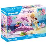 PLAYMOBIL Princess Magic 71501 Zeemeermin met dolfijnen, liefdevolle zorg voor de dolfijnenmoeder en haar baby, leuk fantasierijk rollenspel, gedetailleerd speelgoed voor kinderen vanaf 4 jaar