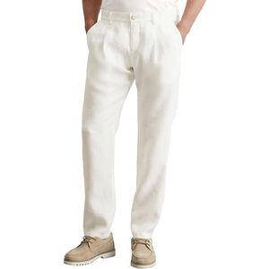 Marc OPolo Linnen broek voor heren, met elastische band, lang, Egg White, 31W / 30L