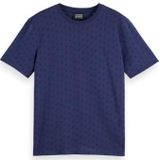 Scotch & Soda Heren Regular Fit Micro AOP T-shirt, Batik Logo Print Navy Aop 410, S