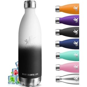 Thermosfles, 1 liter, BPA-vrij, roestvrijstalen waterfles, lekvrij, thermosfles, 18/8 roestvrij staal, metalen fles, voor hardlopen, fitness, wandelen, kamperen