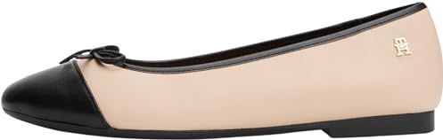 Tommy Hilfiger - TOE CAP LEATHER BALLERINA - Zachtrosé/Zwart - Ballerina's