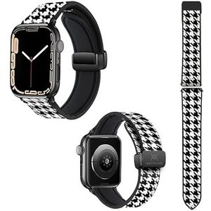 Horlogeband voor Apple Iwatch 20 mm (38/40/41/42/44/45 mm) van siliconen en echt leer: piedde de poule