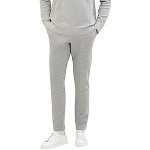 TOM TAILOR Piqué chinobroek voor heren, slimfit, joggerstijl met elastische tailleband, 12035-Grey Heather Melange, 32W x 32L