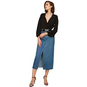 Trendyol Dames Zwarte Breasted Gebreide Blouse, XL