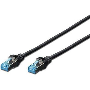 DIGITUS LAN kabel Cat 5e - 0,5m - CCA netwerkkabel met RJ45 - SF/UTP afgeschermd - Compatibel met Cat-6 & Cat-5 - Zwart