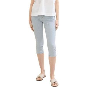 TOM TAILOR Alexa Slim Capri Jeans voor dames, 31327 - Denim Offwhite Stripe, 26