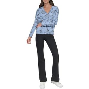 DKNY, Damestrui, logo bedrukte V-hals, FORVR BL CMB, XXS, Forever Blue Combo, XXS