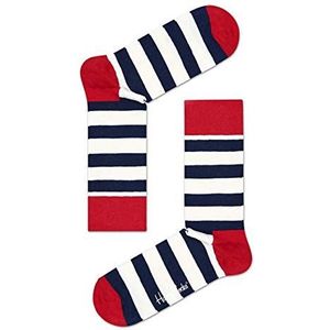 Happy Socks Stripe, Kleurrijke en Leuke, Sokken voor Dames en Heren, Rood-Wit (36-40)