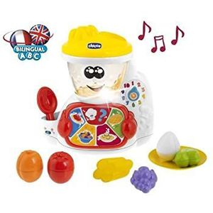 Chicco Cooky keukenmachine, speelgoed keukenmachine, tweetalig Frans/Engels, 8 accessoires en 3 spelmodi, leert cijfers, kleuren, ingrediënten en recepten, speelgoed van 18 maanden tot 4 jaar