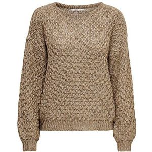 ONLY Dames ONLCARMEN L/S Structuur KNT Pullover Sweater, Toasted Coconut/Detail:W. Melange/Zilver METALLIC, L (3-pack)