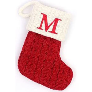 SUPERIXO Kerstkousen, kabel gebreide kousen geschenken snoep zakken rode kerstvakantie kousen letters M