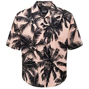 Only & Sons Heren Onstie RLX Ctn Linnen Palm Ss Shirt Blauw, Perzik Nectar, XL