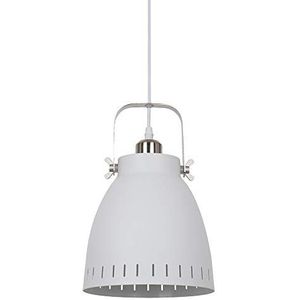 Italux Franklin - Industriële en retro hangende hanglamp wit, satijn nikkel 1 licht met witte lampenkap, E27