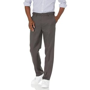Amazon Essentials Heren Classic-Fit Uitbreidbare Taille Flat-Front Jurk Broek, Donkergrijs, 28W x 28L