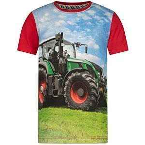 SALT AND PEPPER Jongens Jongens Jongens S/S Tractor Print T-shirt, vuurrood, normaal, fire red, 92/98 cm