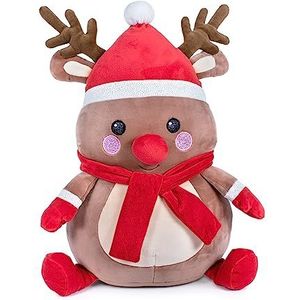 Famosa Softies - Rudolf 760022343 Kerstknuffeldier 45 cm, rendier, met rode sjaal en muts, zacht en behaaglijk, als cadeau voor alle oudere meisjes en jongens, beroemd