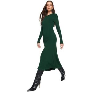 Trendyol FeMan Bodycon Slim fit gebreide jurk, smaragd, S, Emerald, S