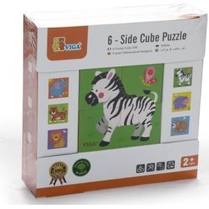 Viga 50836 Speelgoedkubus-puzzel-wilde dieren, meerkleurig