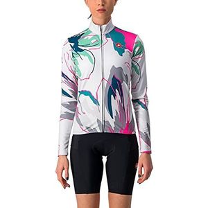 CASTELLI Unlimited W TH. Jr lang shirt voor dames, Silver Gray/Tealblue-flowers, XS