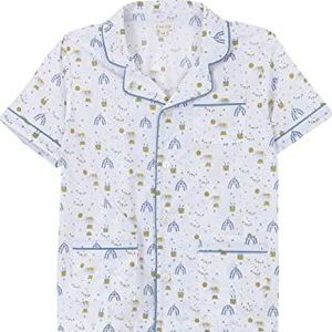 Gocco Korte pyjama circusdruk spel kinderen, Optisch wit, 9-10 jaar