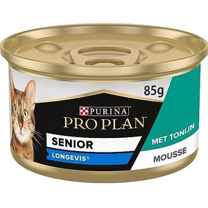PRO PLAN® Senior Adult 7+ Mousse Rijk aan Tonijn kattenvoer nat 85g (24 Blikjes; 2,04kg)