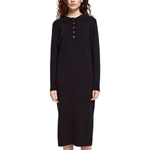 ESPRIT Gebreide jurk met polokraag, zwart, S