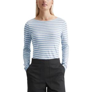 Marc O'Polo Damesshirt met lange mouwen van biologisch katoen, gestreept, Multi/Fresh Sky, XXS