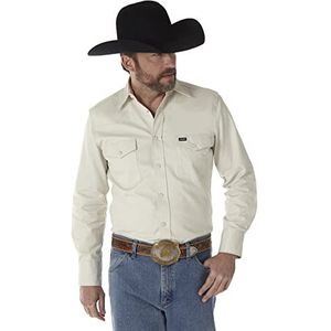 Wrangler Heren cowboy cut westerse lange mouw snap werkshirt gewassen afwerking, Steen, 4XL grote maten