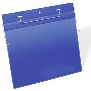 Durable 175304 Hoes met ophangbeugel A4, liggend formaat, verpakking 50 stuks, blauw, met een lange levensduur.