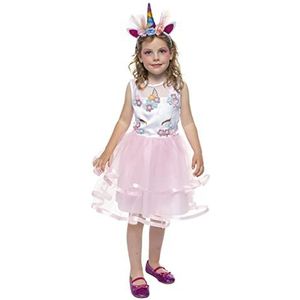 Rubies Unicorn Bride Prinsessenkostuum voor meisjes, jurk met roze organza, eenhoorn-details en hoofdband, origineel, ideaal voor Halloween, Kerstmis, carnaval en verjaardag.