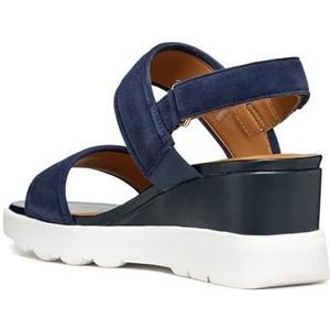 Geox Dames D SPHERICA EC6 A Wedge Sandal, Navy, 41 EU, Donkerblauw, 41 EU