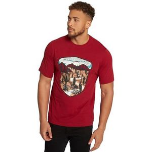 JP 1880, T-shirt voor heren, grote maten, met opdruk, marsalarood, L