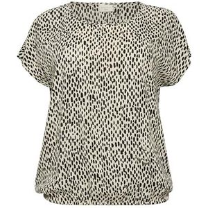Kaffe Curve Plus-size damesblouse, korte mouwen, bedrukt, casual, pasvorm, ronde hals, dames, Turtledove/Black Graphic Dot, 48