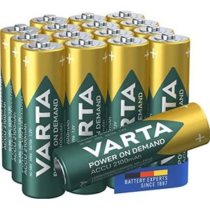 VARTA Batterijen AA, oplaadbar, verpakking van 16, Recharge Accu Power on Demand, oplaadbare batterij, 2100 mAh Ni-MH, zonder memory-effect, voorgeladen, gebruiksklaar [Exclusief bij Amazon]