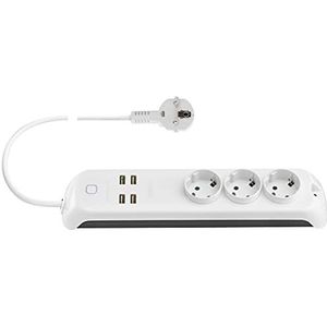 Vimar CK.B Smart Multi-stopcontact, compatibel met Alexa en Google Home, 3 uitgangen SICURY, 4 USB-poorten, lichtschakelaar, lokale afstandsbediening en afstandsbediening via app, standaard