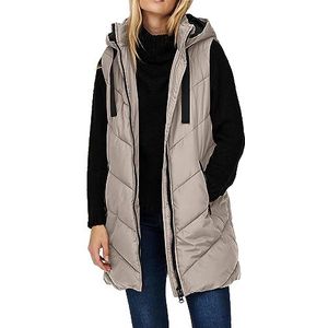 JdY Dames JDYSKYLAR Gewatteerde Hood Waistcoat OTW NOOS vest, Chateau Gray/Detail: Zwart, M, Chateau Gray/Detail: zwart, M