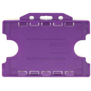 ALG ID Cards® Paars dubbelzijdig / dubbelzijdig stijf paars ID-identiteitskaart pasbadge houder voor nekkoord (Landschap/horizontaal) - gemaakt in Groot-Brittannië van gerecycled plastic