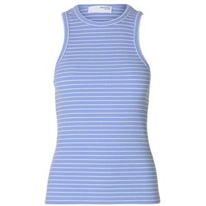 SELECTED - SLFANNA - Blousetop - Blauw/Wit - Slanke Pasvorm