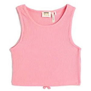 Koton Girls Crop Tanktop Mouwloos Ronde Kraag Geribbeld Back Cut Out Detail Katoen, roze (252), 9-10 Jaar